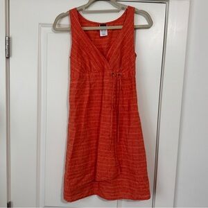 Patagonia 0 Island Hemp Crossover Dress Orange Sleeveless Wrap Casual Travel